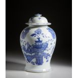 A porcelain storage jar vase China, Qing dynasty, 19th century Heavy-potted blue-white porcelain