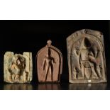 A group of three copper alloy Virabhadra plaques Central and Southern India, 18th-19th century The