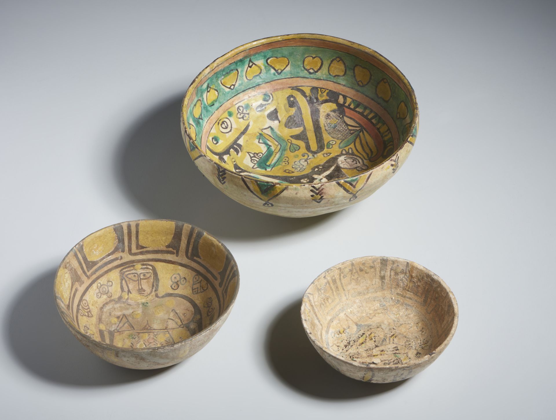 A group of 3 buffware terracotta bowls Iran, possibly Nishapur, 10th century Other dimensions: 6.2 x - Image 2 of 4