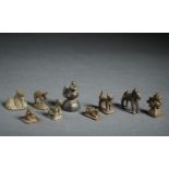 A group of 9 zoomorphic bronze weights India, 19th and 20th century The size shown refers to the