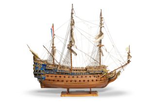 Model of sailing ship Louis XIV. France, 20th century.