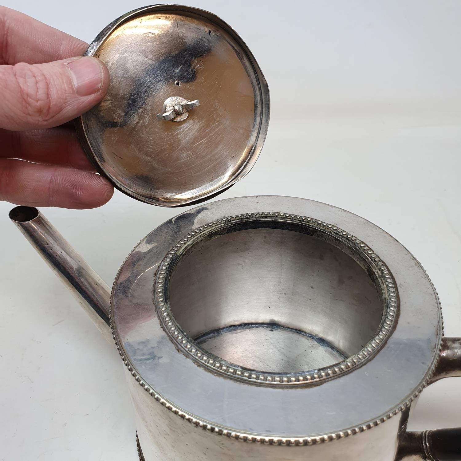 A 19th century silver plated teapot, with a bird finial and an unusual set of dummy hallmarks - Image 5 of 5