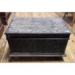 A Continental brass bound trunk, 61 cm wide In need of restoration