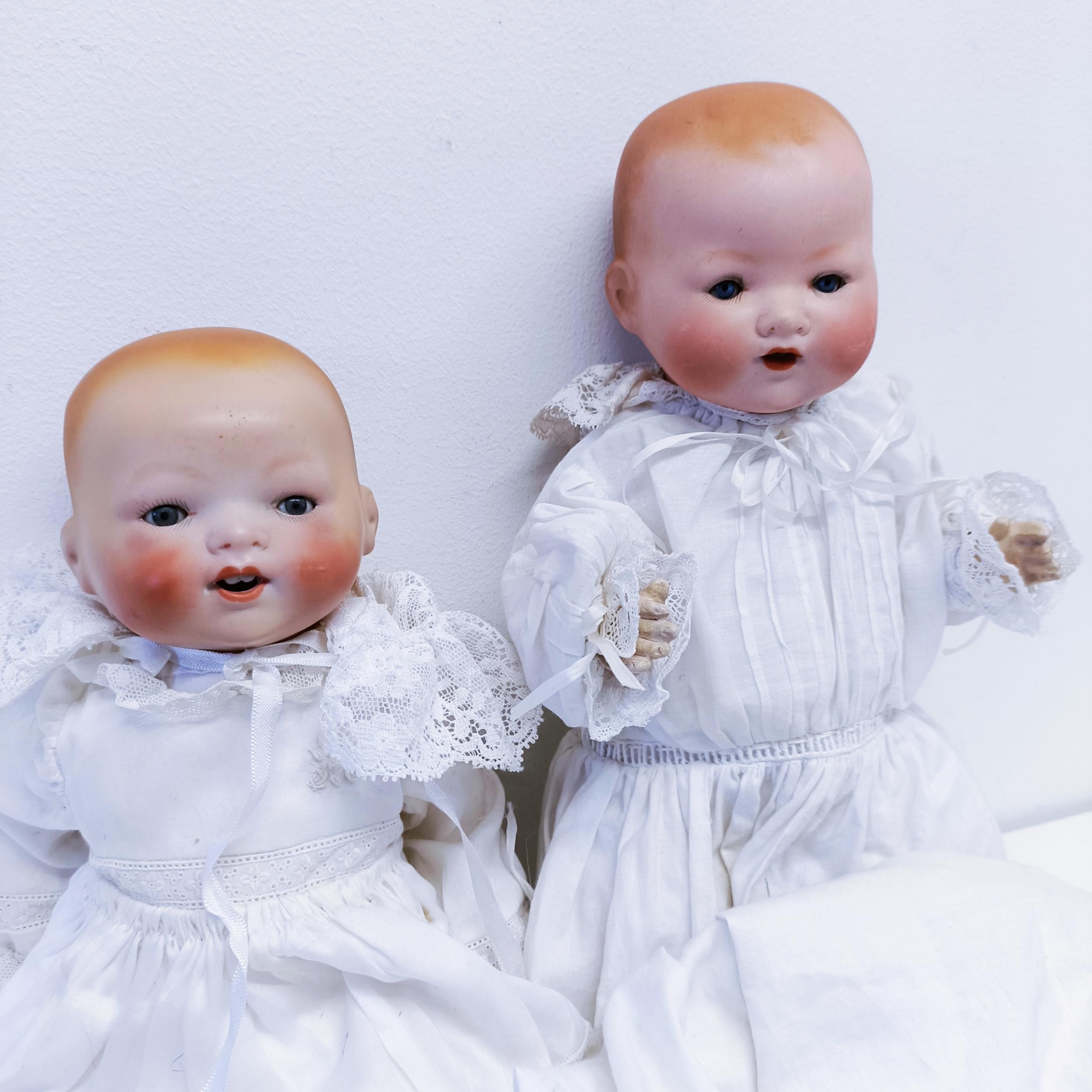 An Armand Marseille German bisque headed baby doll, No 351/3K, composite body, 33 cm, and another ( - Image 2 of 5