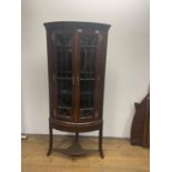 A mahogany corner cabinet, on a later stand, 73 cm width, and a pine box (2)