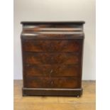 A 19th century Continental washstand, the hinged top to reveal a marble interior and a mirror, all