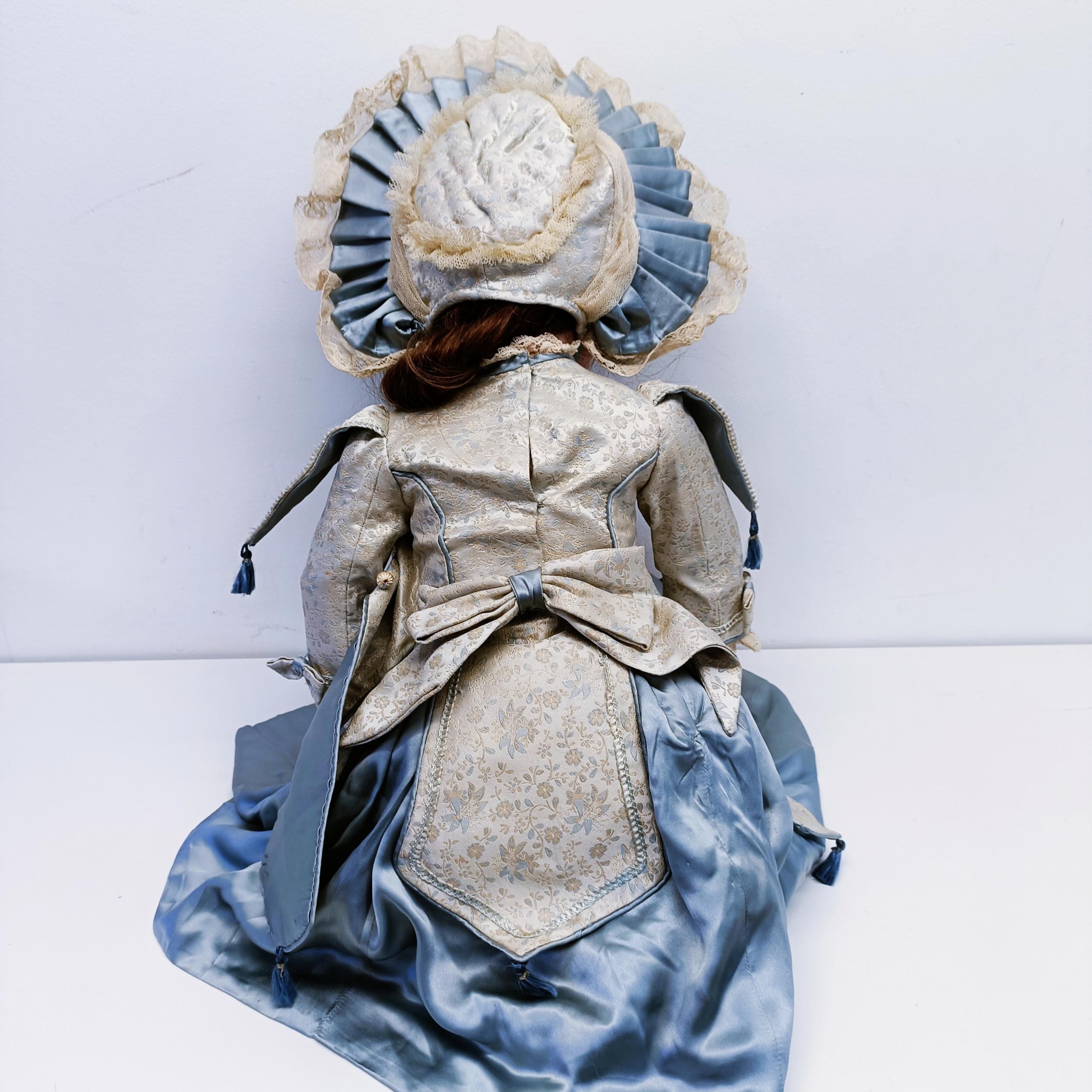 A German bisque headed doll, makers mark BSW, with a jointed composite body, millefiori closing - Image 6 of 6