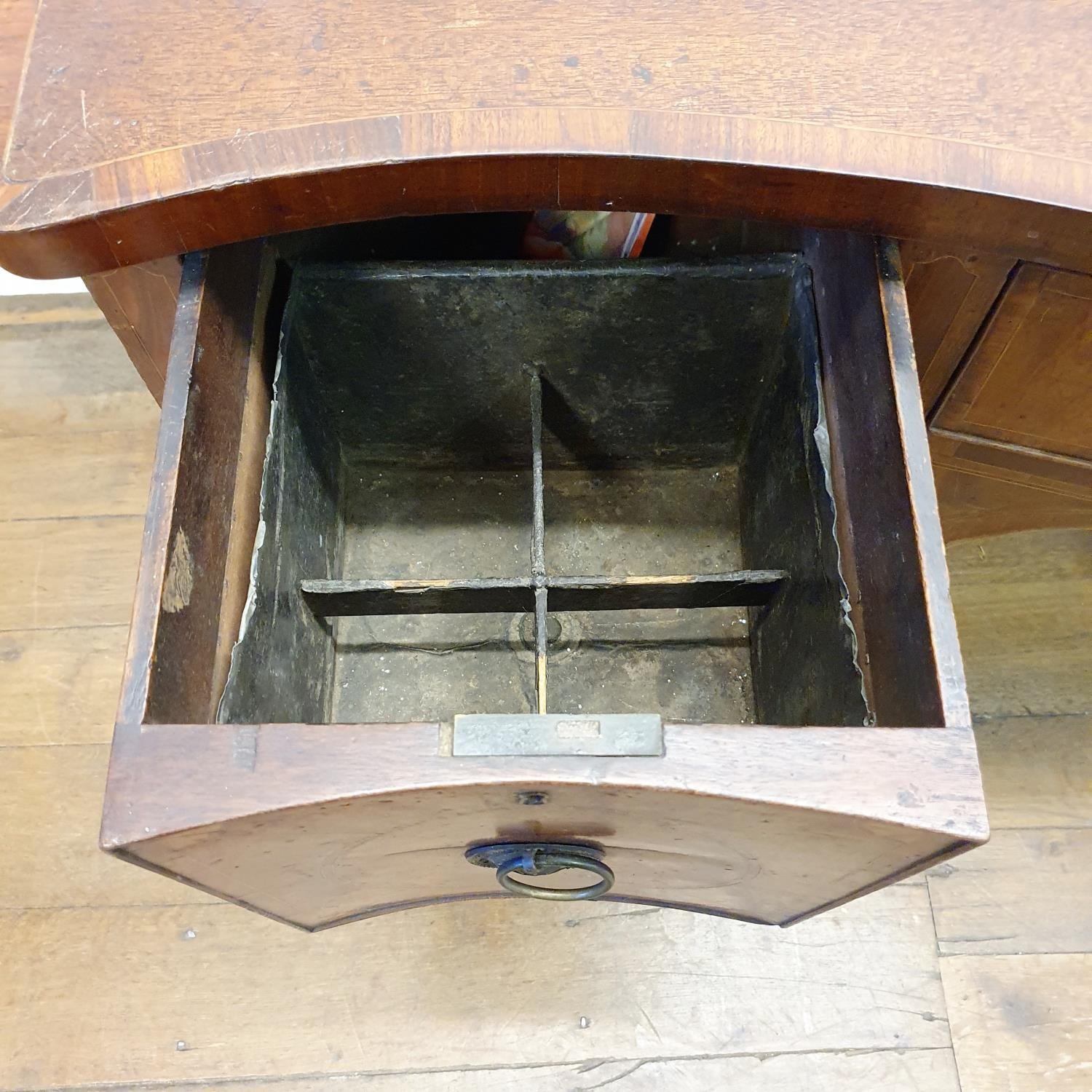 A 19th century mahogany serpentine sideboard, with a single drawer flanked by a cupboard door and - Image 4 of 7