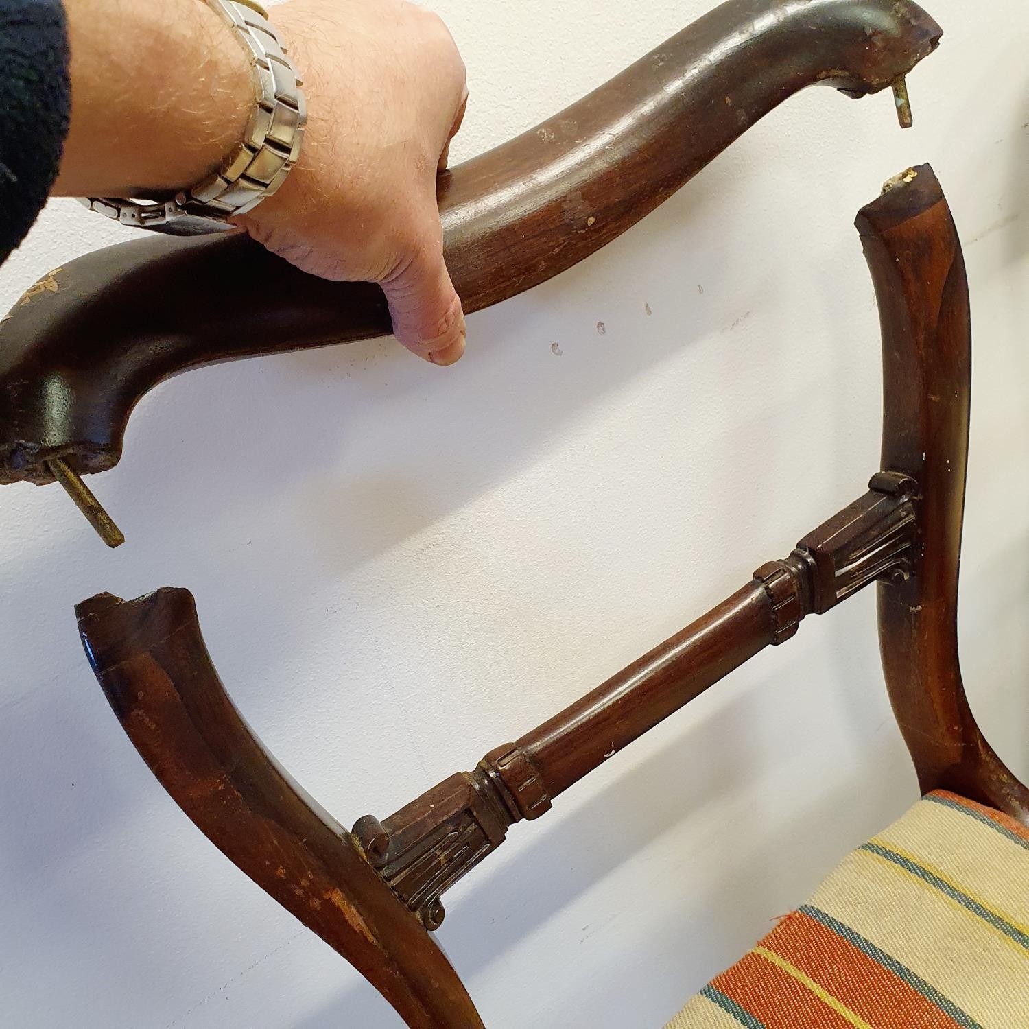 A set of eight 19th century mahogany balloon back dining chairs, with drop in seats, on turned - Image 6 of 6