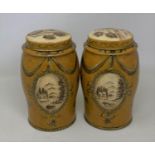 A pair of Toleware caddies, 18 cm high Condition good, a 20th/21st century copy