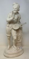 A parianware figure, of a musician, 46 cm high