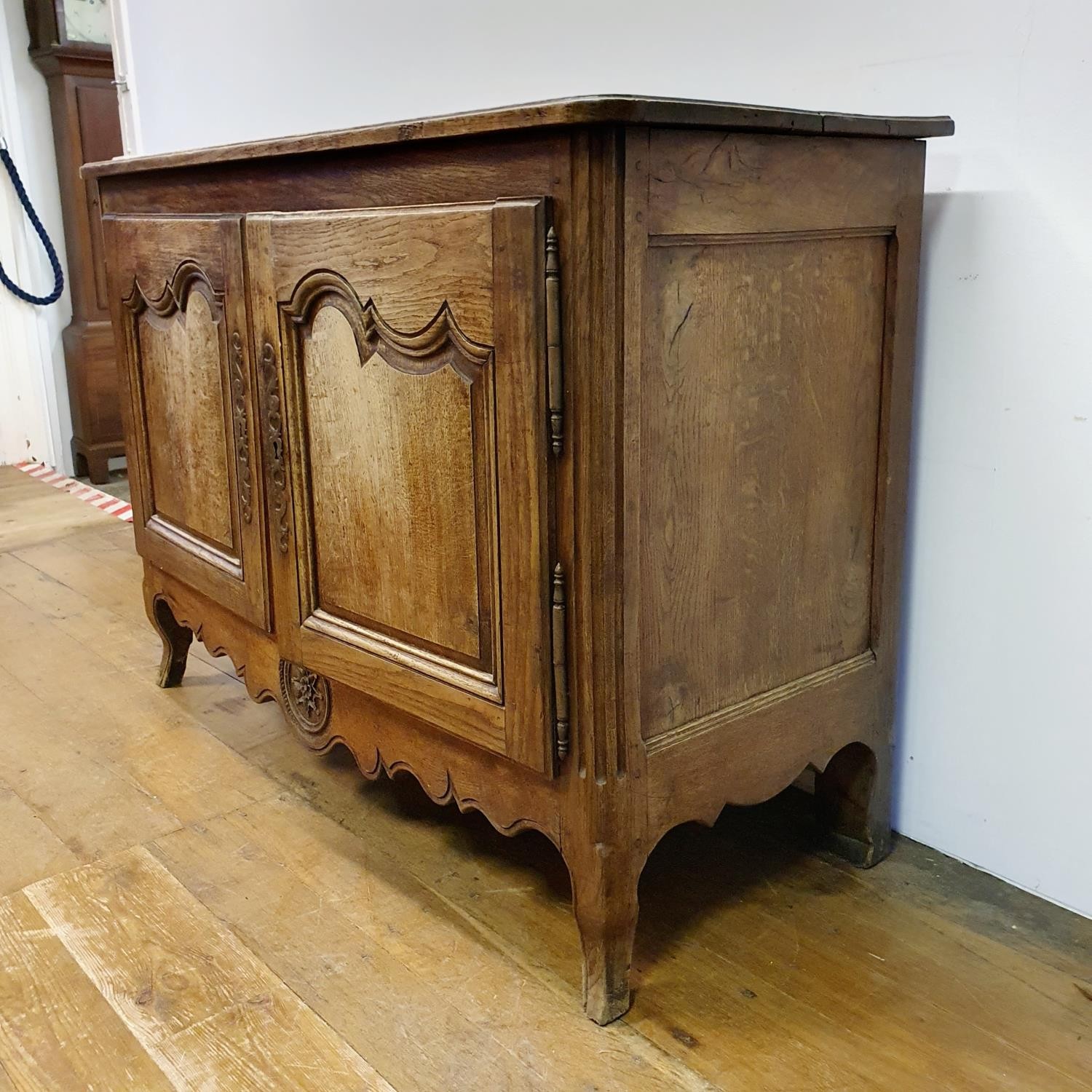 A French oak buffet, with two cupboard doors on cabriole legs, 31 cm wide - Image 3 of 5