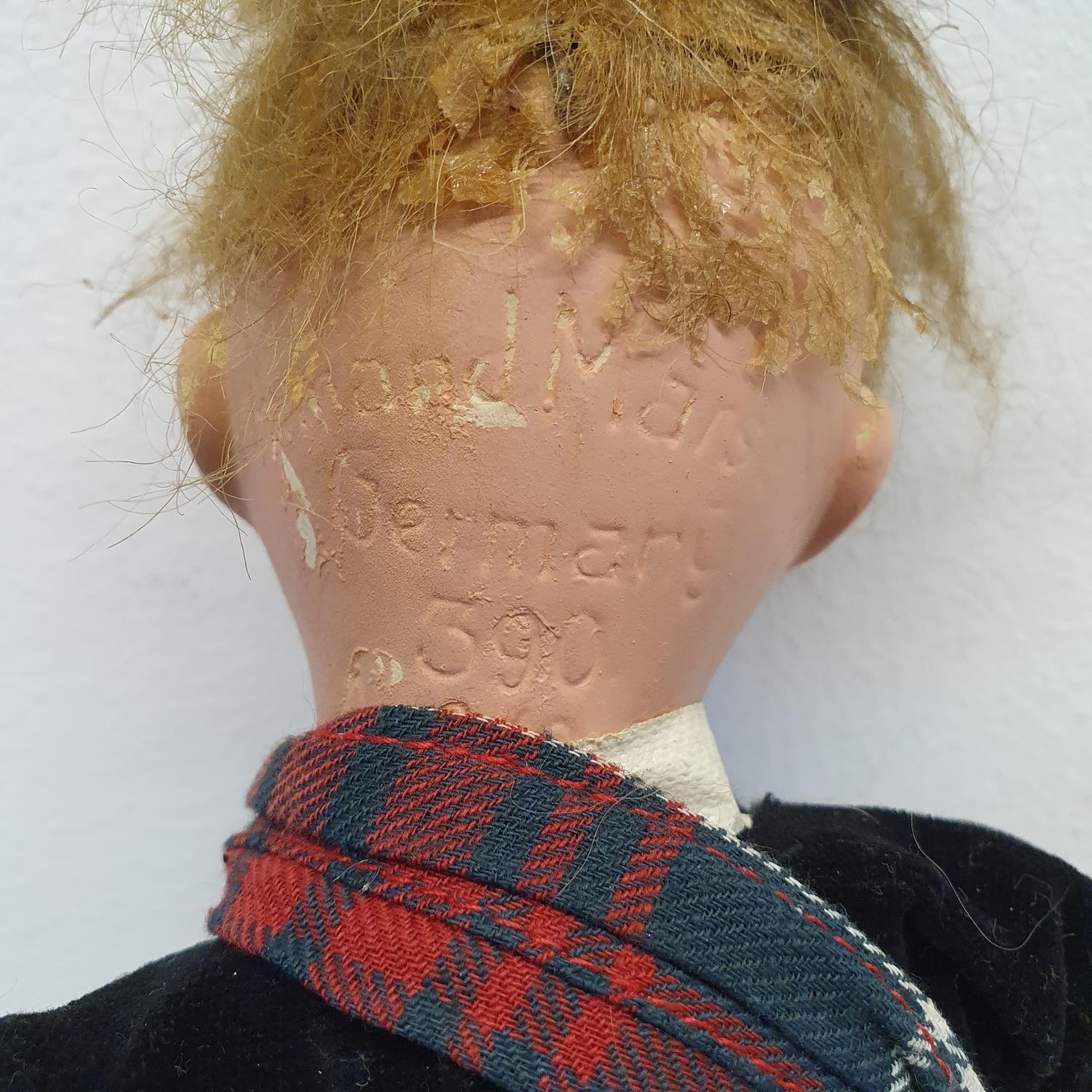 An Armand Marseille German bisque headed doll, No 390, with a composite body, in a Scottish - Image 5 of 5