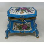 A French style porcelain box, decorated flowers, highlighted in gilt, 19 cm wide Condition good, a