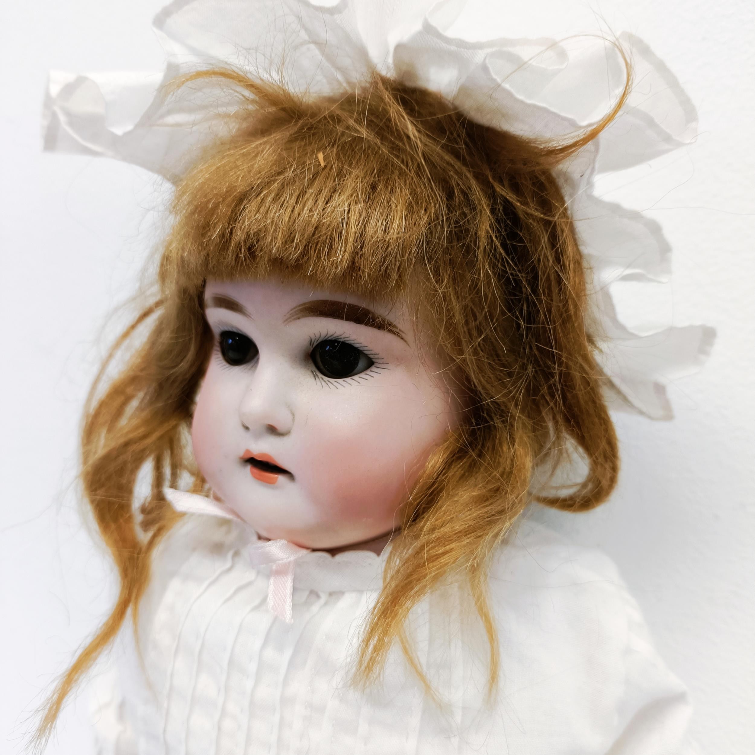 A German bisque headed doll, with a bisque and cloth body, closing millefiori glass eyes, 55 cm - Image 2 of 4