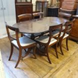 A set of six mahogany bar back dining chairs, with drop in seats, to splayed legs, and an
