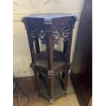 An oak Gothic Revival two tier stand, 100 cm high