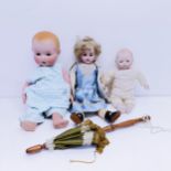 An Armand Marseille German bisque headed baby doll, No 518/61/2K, with a composite body, and