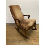A 19th century mahogany framed rocking chair, a mahogany framed armchair, and two single chairs (4)