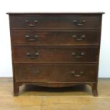 A George III mahogany chest, having four graduated drawers, on bracket feet, 101 cm wide