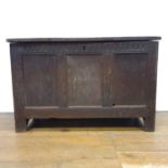 An 18th century oak coffer, 115 cm wide