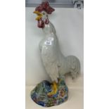 A large Italian majolica figure of a cockerel, 60 cm high