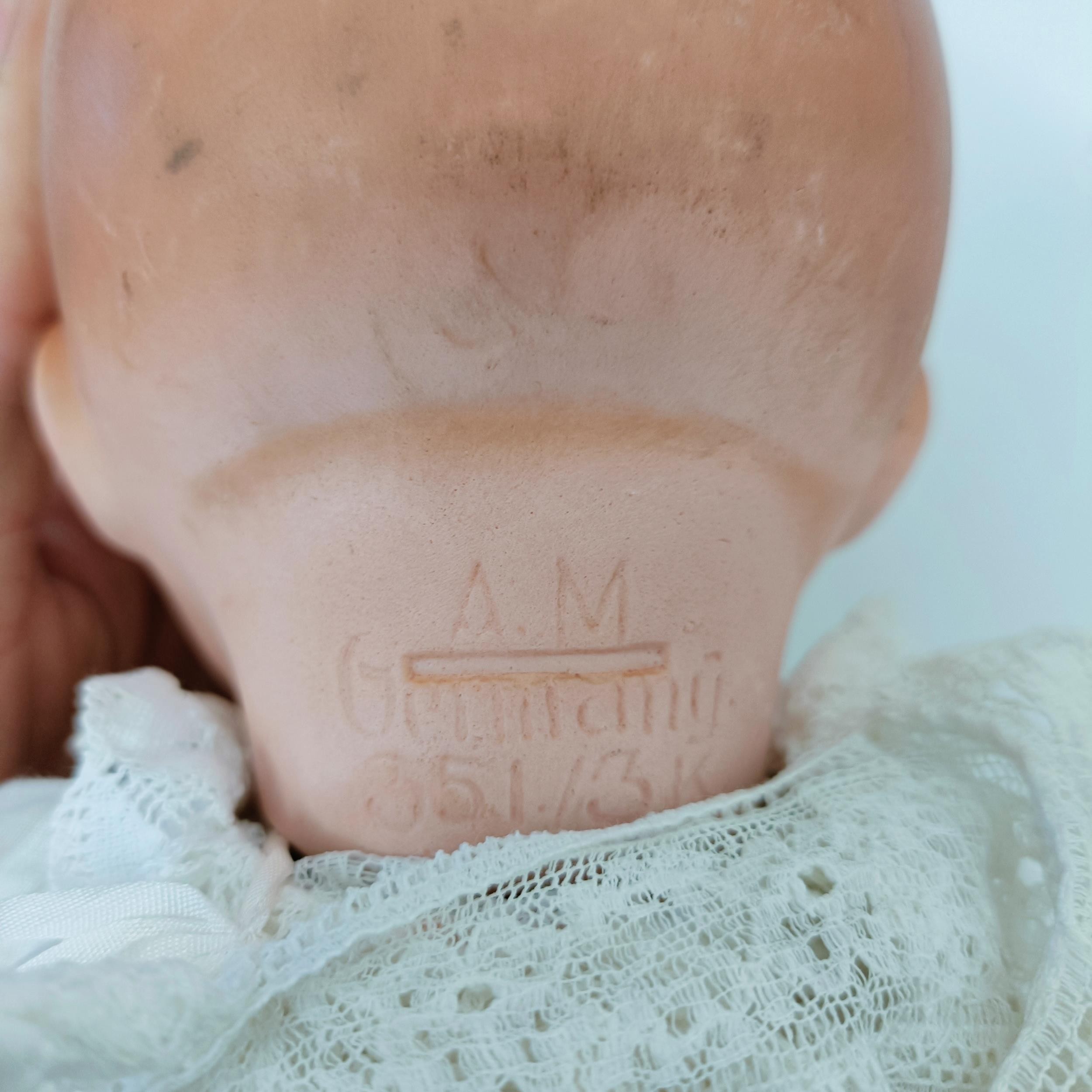 An Armand Marseille German bisque headed baby doll, No 351/3K, composite body, 33 cm, and another ( - Image 5 of 5