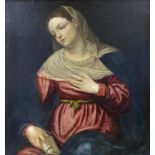 19th century, Italian school, half length portrait of a lady in contemplation and holding a book,