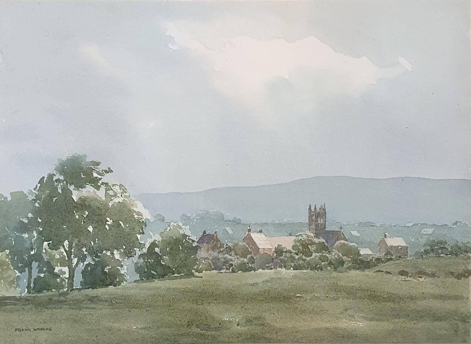 Frank Wilding, landscape with a village, watercolour, signed, 54 x 73 cm