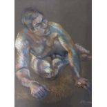 D Russel, a study of a man, pastel, signed and dated 63, 53 x 40 cm
