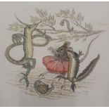 20th century, English school, study of a mouse, two lizzards, snail and a caterpillar dancing,
