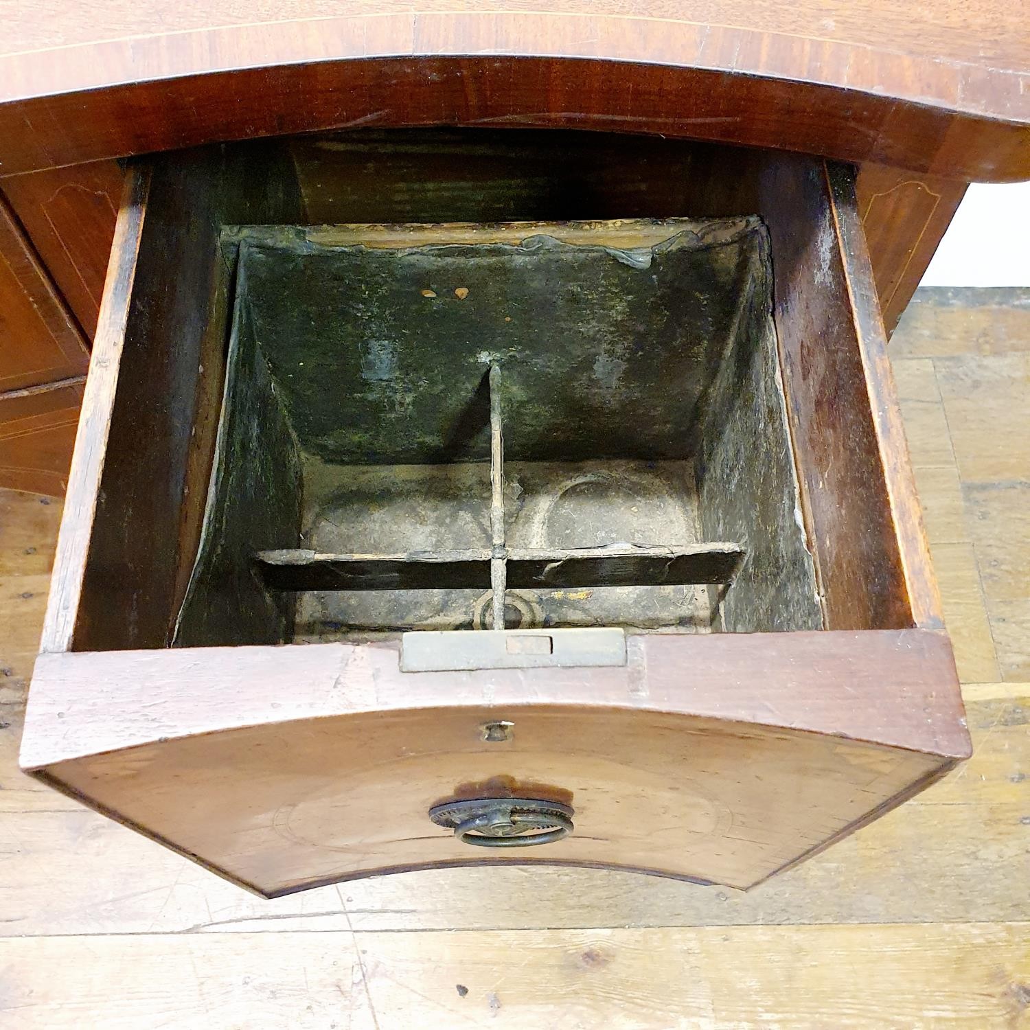 A 19th century mahogany serpentine sideboard, with a single drawer flanked by a cupboard door and - Image 3 of 7