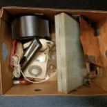 A vintage telephone, and assorted other items (box)