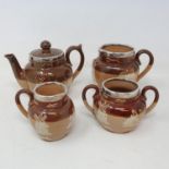 A Doulton Lambeth four piece tea service, with silver mounts (4) No major faults found, marks