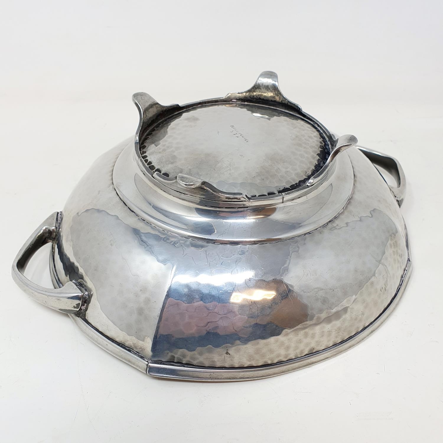 A Period Pewter bowl, by Frank Cobb & Co, 27 cm wide General wear, small split to one of the creases - Image 4 of 6