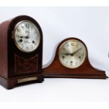 A mantel clock, in a mahogany case, 34 cm high, and another (2)