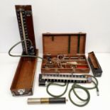 A Britometer blood pressure measure, in a mahogany case, and other medical equipment (box)