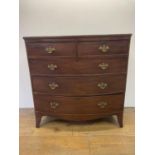 A 19th century mahogany bow front chest, having two short and three long drawers, 103 cm wide