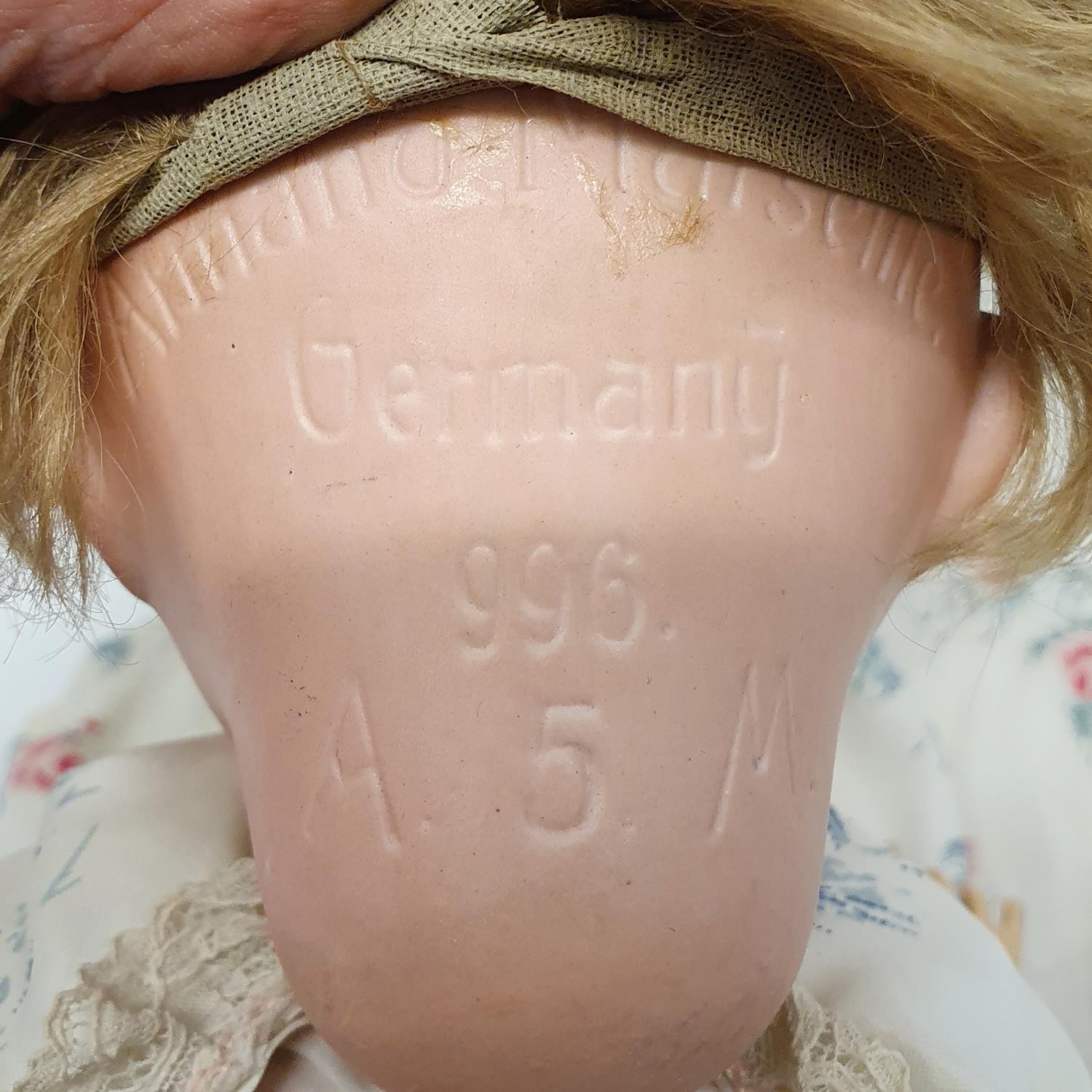 An Armand Marseille German bisque headed doll, No 996, with a jointed composite body, and millefiori - Image 4 of 4