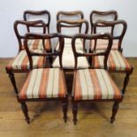 A set of eight 19th century mahogany balloon back dining chairs, with drop in seats, on turned