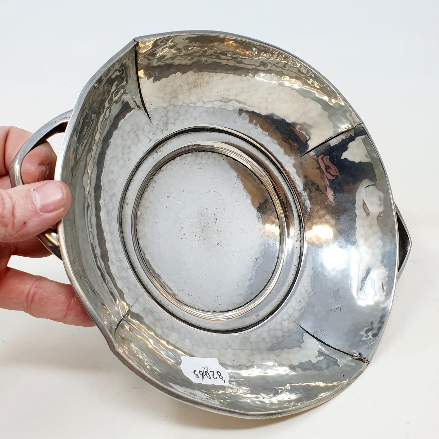 A Period Pewter bowl, by Frank Cobb & Co, 27 cm wide General wear, small split to one of the creases - Image 3 of 6