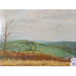 English school, landscape, watercolour, indistinctly signed, 24 x 35 cm, a landscape, Charmouth, oil