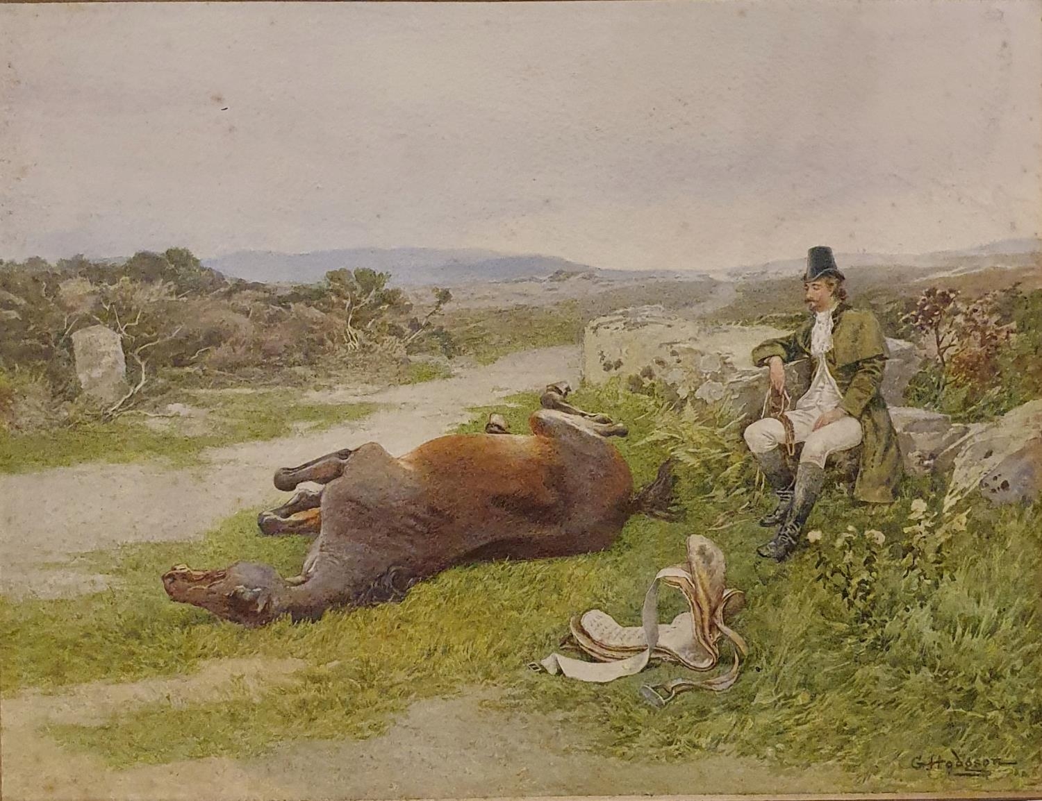 Welsh interest, George Hodgson (1847-1921), Mr Cobden of Capel Curig Awaiting Rescue, watercolour,