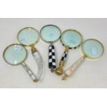 Five magnifying glasses (5) Condition good, a 20th/21st century copy