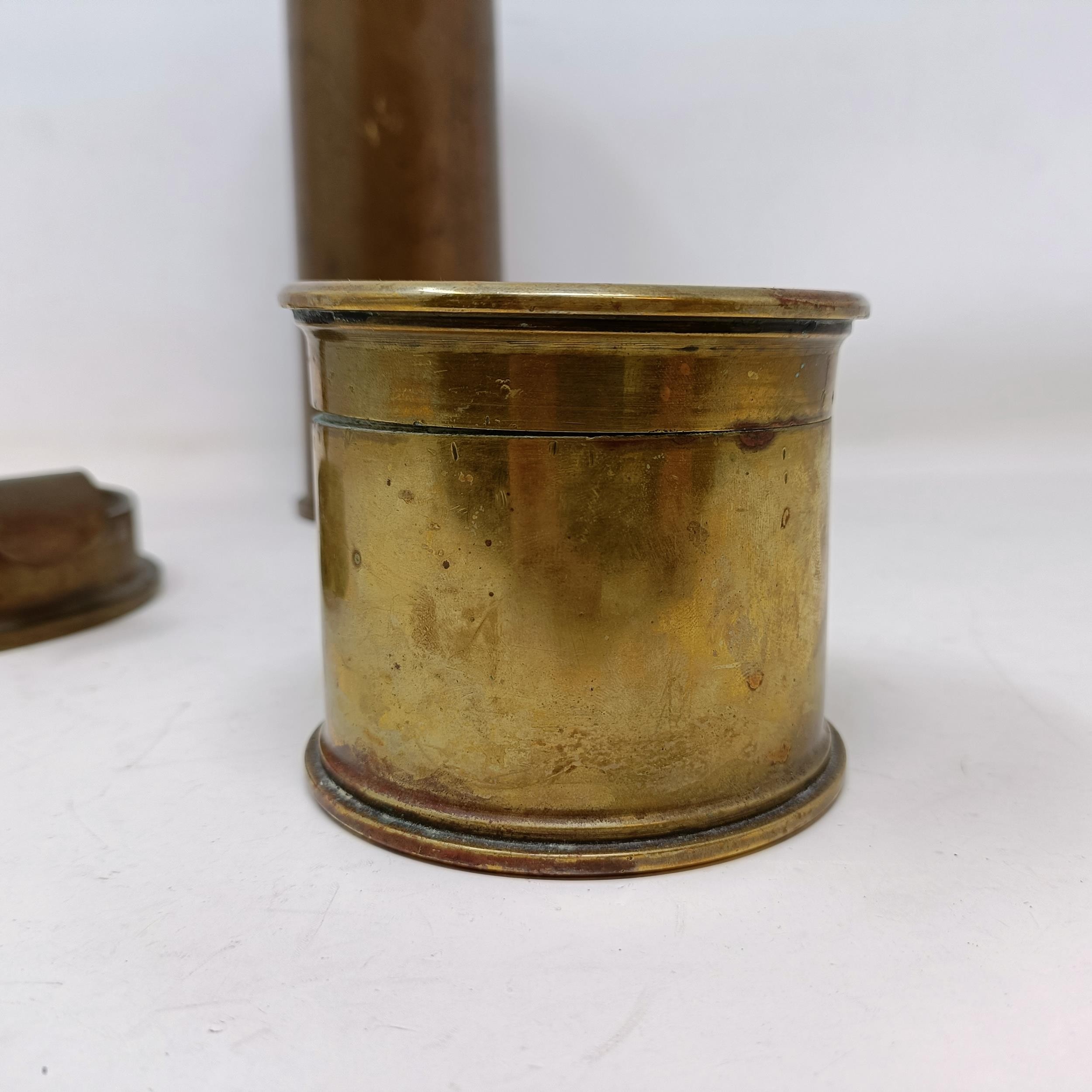 A Trench Art chamberstick, a similar box, and a shell casing (3) - Image 9 of 11