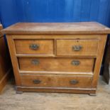 A pine chest, having two short and two long drawers, 101 cm wide