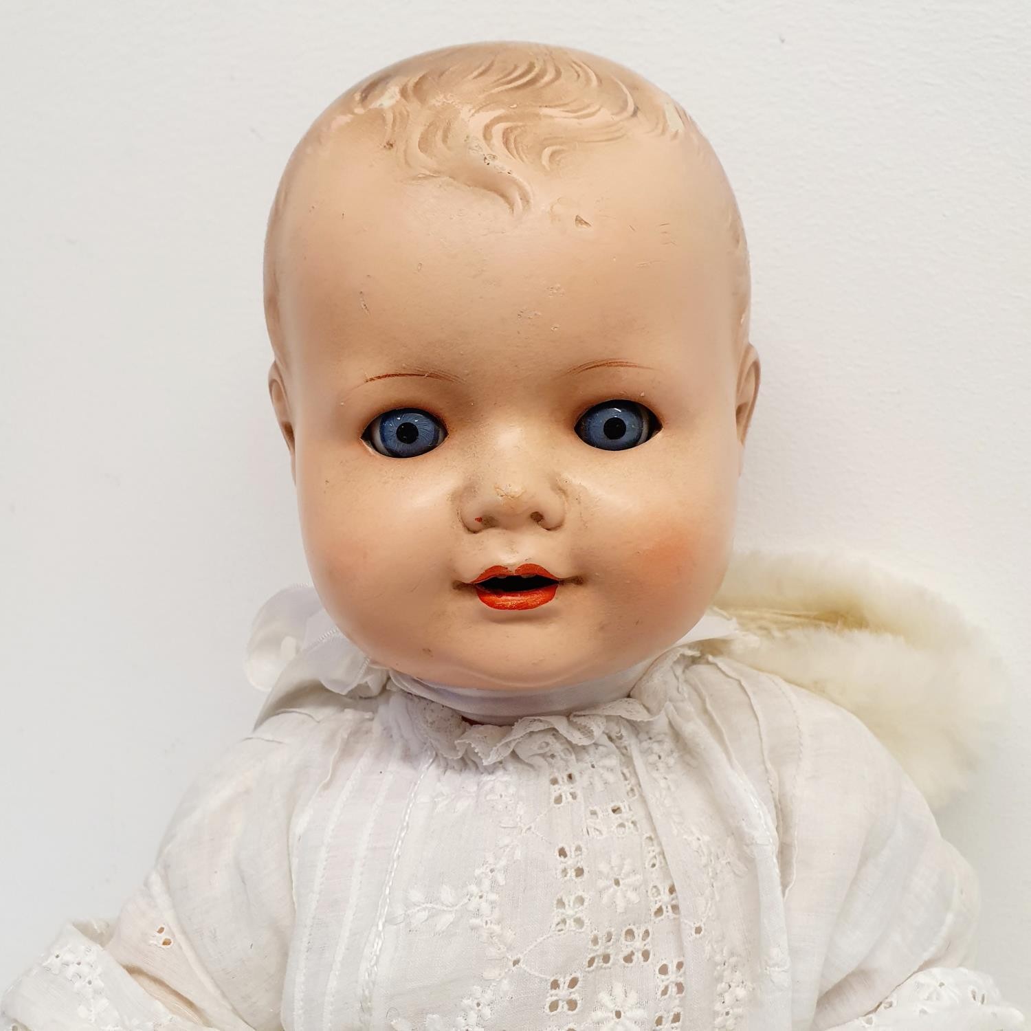An Armand Marseille German bisque headed baby doll, with a composite body, and millefiori glass - Image 2 of 4