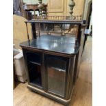 An aesthetic style painted walnut chiffoniere, 90 cm wide One loose foot and one of the glass panels