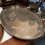 A silver plated oval tray, 57 cm wide Various scratches