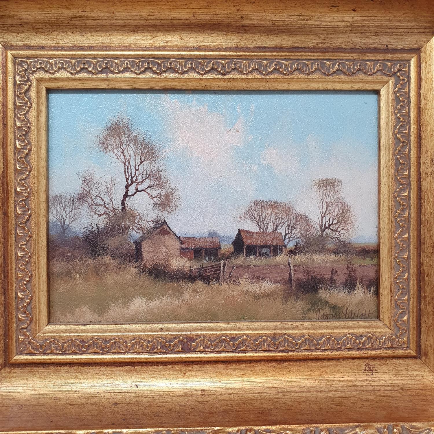 James Wright, a landscape, oil on board, signed, 12 x 17 cm, and two others (3) - Image 3 of 5